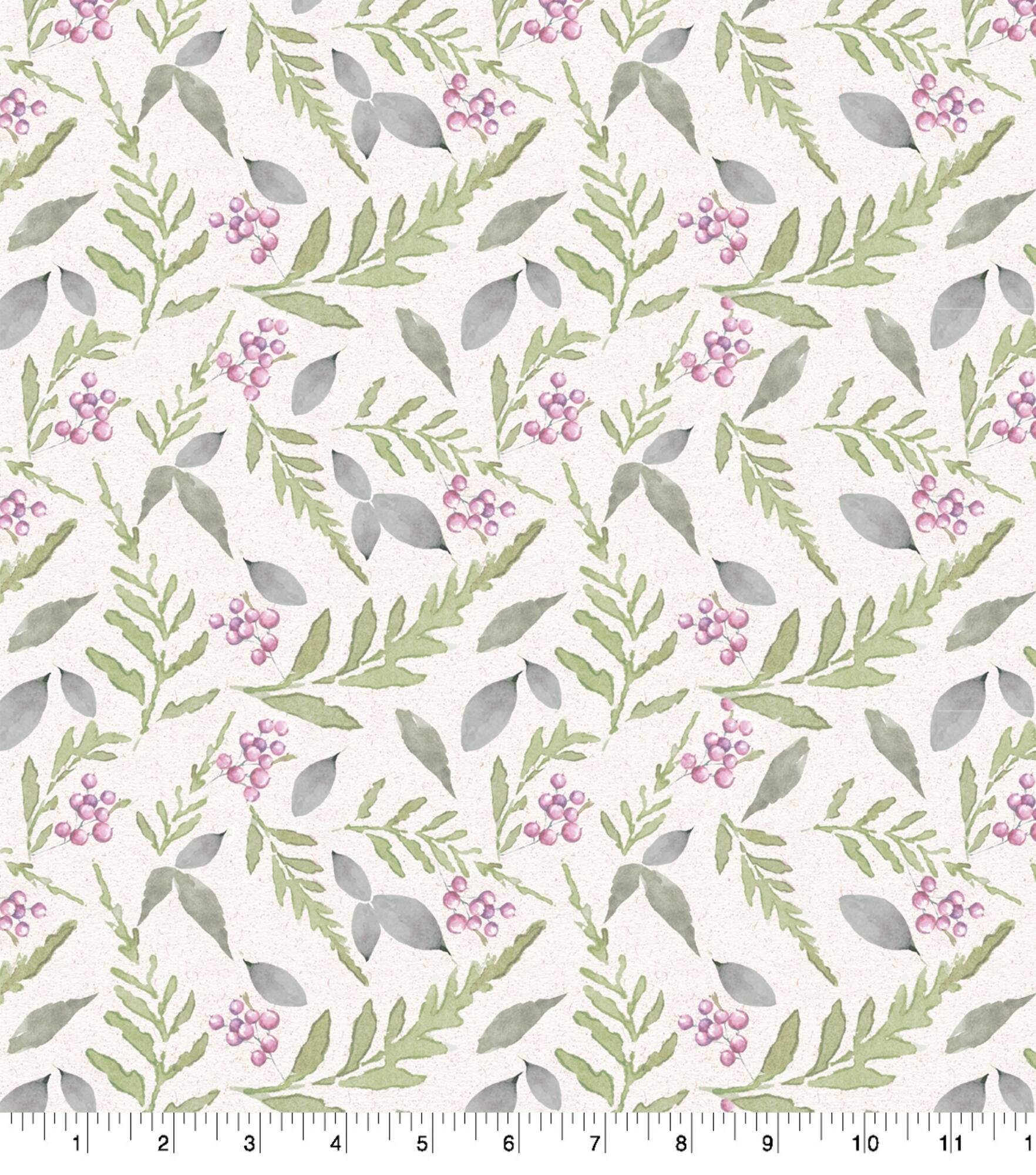 Suzanne Nicoll Peony Leaves & Berries Cotton Fabric